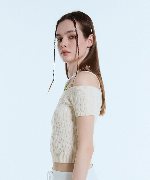 LARTIGENT(ラーティゼン)の「L11 CABLE OFF SHOULDER KNIT(CREAM)(ニット/セーター・レディース・その他・FREE)」の4枚目の写真