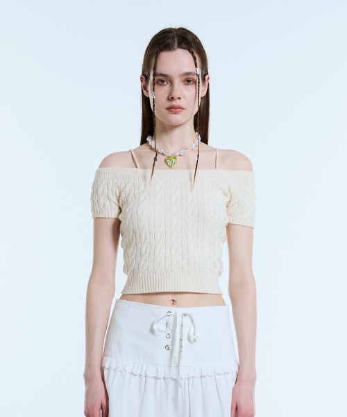 LARTIGENT(ラーティゼン)の「L11 CABLE OFF SHOULDER KNIT(CREAM)(ニット/セーター・レディース・その他・FREE)」の5枚目の写真