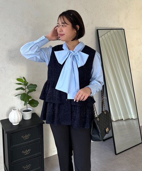 prose verse（プロズヴェール）の「【SAPON】前後2WAYパフスリーブリボンタイブラウス（シャツ/ブラウス・レディース・オフホワイト/ブルー系その他・MEDIUM/LARGE）」の8枚目の写真