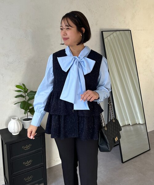 prose verse（プロズヴェール）の「【SAPON】前後2WAYパフスリーブリボンタイブラウス（シャツ/ブラウス・レディース・オフホワイト/ブルー系その他・MEDIUM/LARGE）」の9枚目の写真