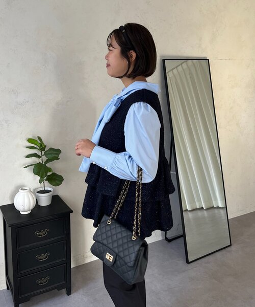 prose verse（プロズヴェール）の「【SAPON】前後2WAYパフスリーブリボンタイブラウス（シャツ/ブラウス・レディース・オフホワイト/ブルー系その他・MEDIUM/LARGE）」の10枚目の写真