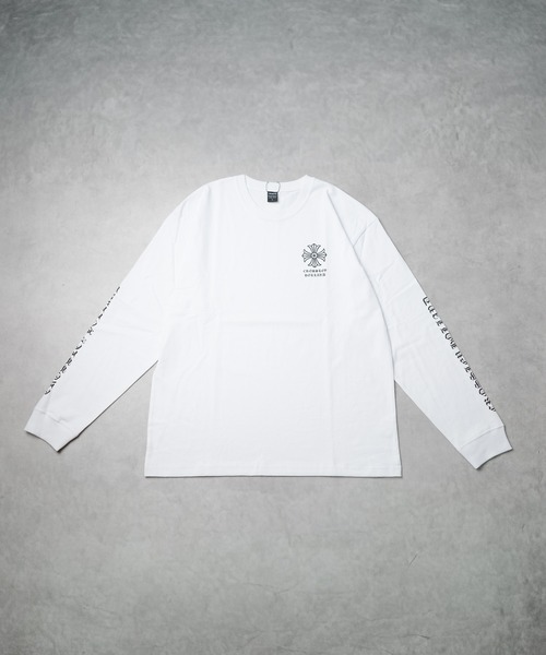 B.I.D.(ビーアイディー)の「《袖プリントロングスリーブTシャツ》(Tシャツ/カットソー・メンズ・ホワイト/ブラック・MEDIUM/LARGE)」の1枚目の写真