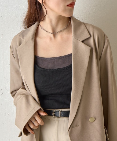 COLONY 2139(コロニートゥーワンスリーナイン)の「カップ付きレイヤードテレコキャミ(キャミソール・レディース・グレー/ブルー/ブラック/ベージュ・FREE)」の8枚目の写真