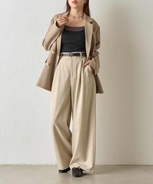 COLONY 2139(コロニートゥーワンスリーナイン)の「カップ付きレイヤードテレコキャミ(キャミソール・レディース・グレー/ブルー/ブラック/ベージュ・FREE)」の9枚目の写真