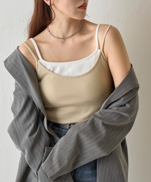 COLONY 2139(コロニートゥーワンスリーナイン)の「カップ付きレイヤードテレコキャミ(キャミソール・レディース・グレー/ブルー/ブラック/ベージュ・FREE)」の20枚目の写真