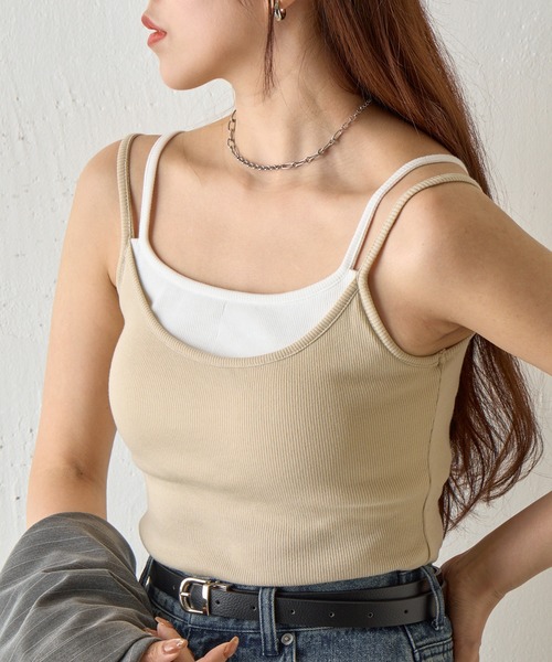 COLONY 2139(コロニートゥーワンスリーナイン)の「カップ付きレイヤードテレコキャミ(キャミソール・レディース・グレー/ブルー/ブラック/ベージュ・FREE)」の22枚目の写真