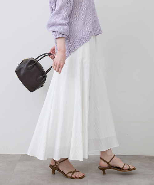 SLOBE IENA（スローブイエナ）の「ナイロンワッシャー切り替えギャザースカート（スカート・レディース・ブラック/ホワイト/ベージュ・FREE）」の2枚目の写真