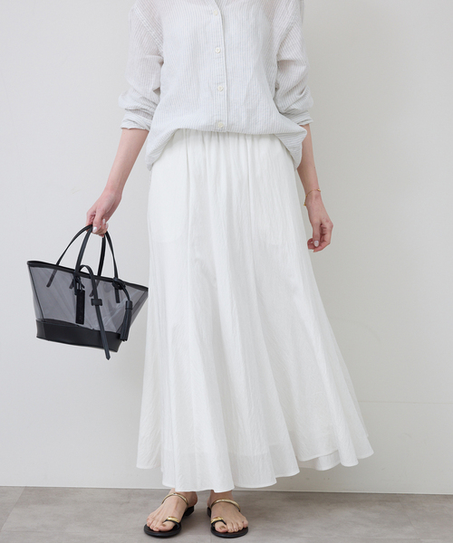 SLOBE IENA スローブイエナ　ナイロンワッシャースカート　白　人気　完売 SLOBE IENA（スローブイエナ） スカート ナイロンワッシャー切り替え
