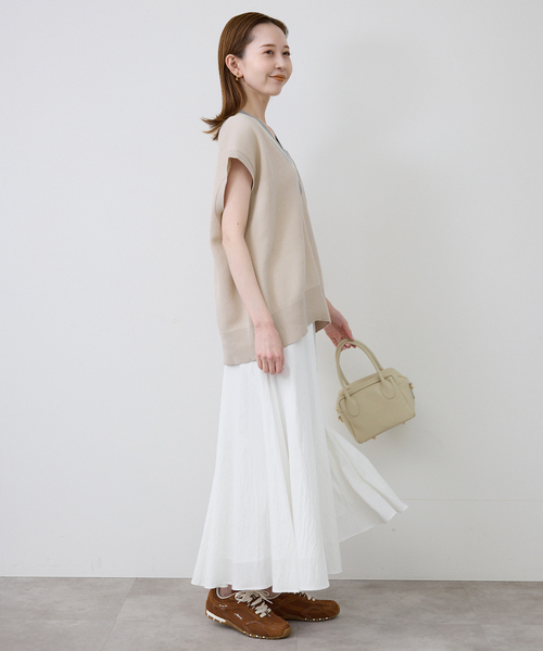 SLOBE IENA（スローブイエナ）の「ナイロンワッシャー切り替えギャザースカート（スカート・レディース・ブラック/ホワイト/ベージュ・FREE）」の6枚目の写真