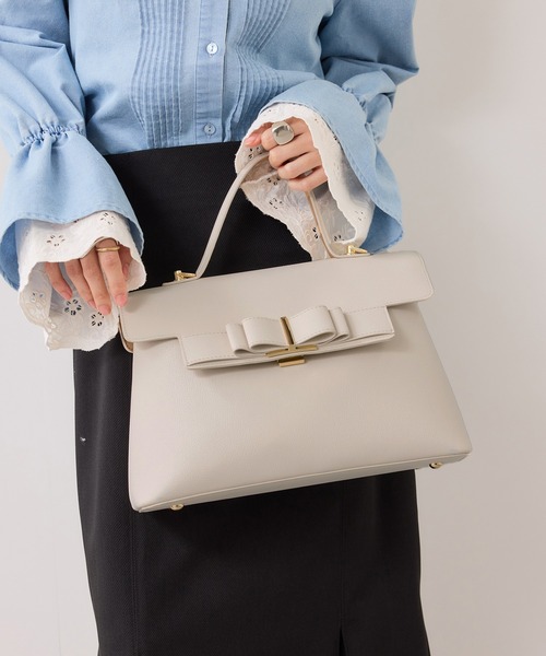 VIS（ビス）の「リボンベルトワンハンドルバッグ/軽量・2WAY（ハンドバッグ・レディース・ベージュ/ブラック/オフホワイト・FREE）」の13枚目の写真