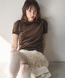 Nadana（ナダナ）の「ドットインナーセットベロアトップス（Tシャツ/カットソー）」