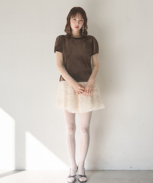 Nadana(ナダナ)の「ドットインナーセットベロアトップス(Tシャツ/カットソー・レディース・ブラック/ブラウン・FREE)」の3枚目の写真