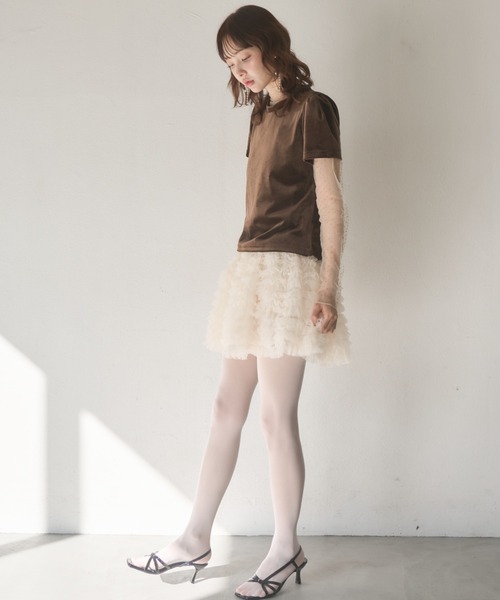 Nadana(ナダナ)の「ドットインナーセットベロアトップス(Tシャツ/カットソー・レディース・ブラック/ブラウン・FREE)」の5枚目の写真