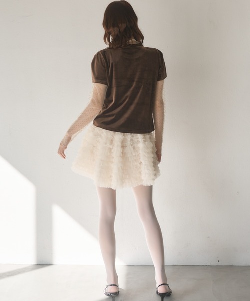 Nadana(ナダナ)の「ドットインナーセットベロアトップス(Tシャツ/カットソー・レディース・ブラック/ブラウン・FREE)」の6枚目の写真