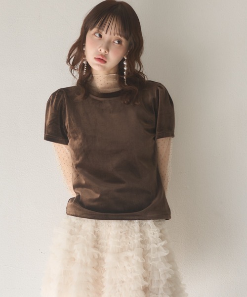 Nadana(ナダナ)の「ドットインナーセットベロアトップス(Tシャツ/カットソー・レディース・ブラック/ブラウン・FREE)」の7枚目の写真