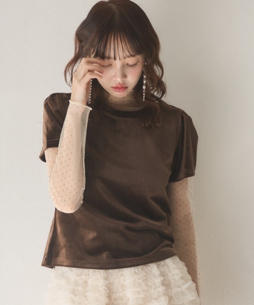 Nadana(ナダナ)の「ドットインナーセットベロアトップス(Tシャツ/カットソー・レディース・ブラック/ブラウン・FREE)」の8枚目の写真