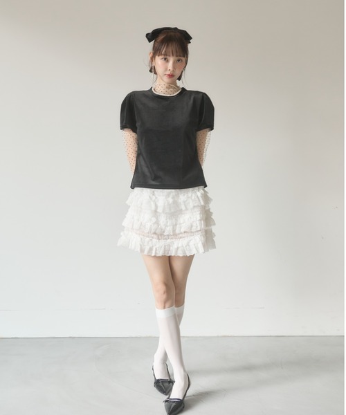 Nadana(ナダナ)の「ドットインナーセットベロアトップス(Tシャツ/カットソー・レディース・ブラック/ブラウン・FREE)」の11枚目の写真