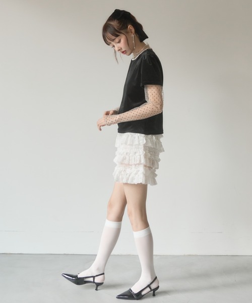 Nadana(ナダナ)の「ドットインナーセットベロアトップス(Tシャツ/カットソー・レディース・ブラック/ブラウン・FREE)」の10枚目の写真