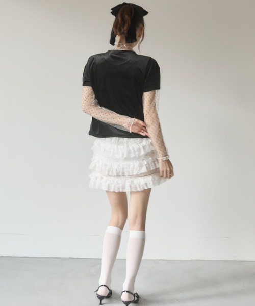 Nadana(ナダナ)の「ドットインナーセットベロアトップス(Tシャツ/カットソー・レディース・ブラック/ブラウン・FREE)」の12枚目の写真