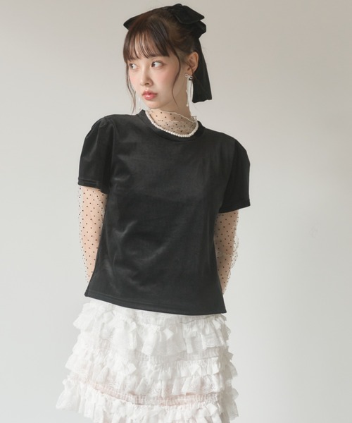 Nadana(ナダナ)の「ドットインナーセットベロアトップス(Tシャツ/カットソー・レディース・ブラック/ブラウン・FREE)」の15枚目の写真