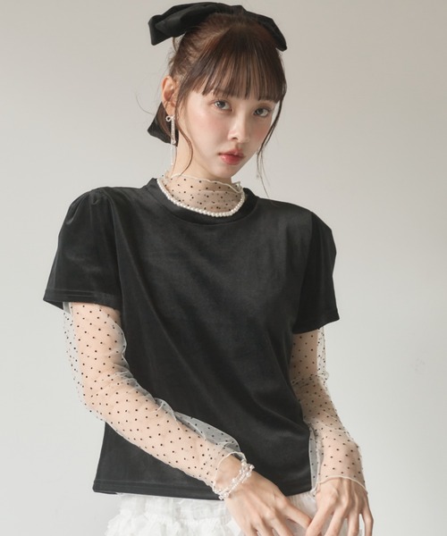 Nadana(ナダナ)の「ドットインナーセットベロアトップス(Tシャツ/カットソー・レディース・ブラック/ブラウン・FREE)」の16枚目の写真