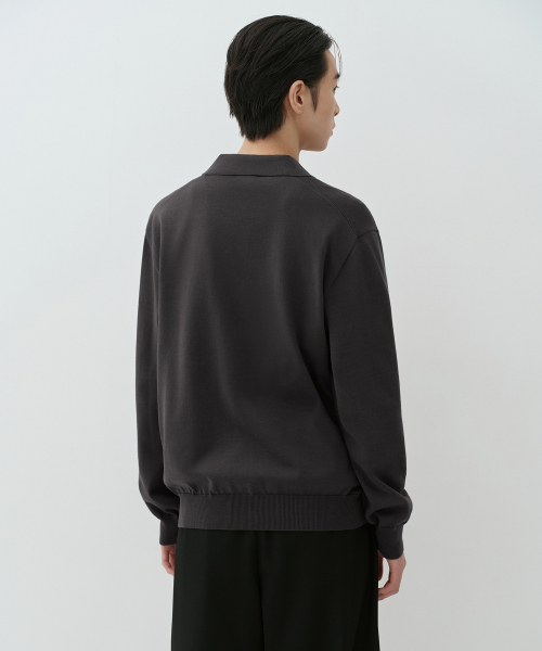 MUSINSA STANDARD（ムシンサスタンダード）の「ウォッシャブルスーピマコットン長袖ニットポロシャツ[ダークグレー]（ニット/セーター・メンズ・その他・MEDIUM/LARGE/X-LARGE/2XL/SMALL）」の3枚目の写真