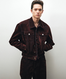 NOIRER（ノイア）の「ベルベットツートントラッカーデニムジャケット（ワイン）（デニムジャケット）」