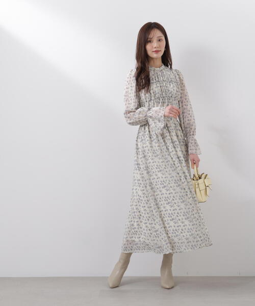 PROPORTION BODY DRESSING（プロポーションボディドレッシング）の「シアーシャーリングワンピース / 1216140204（ワンピース・レディース・ネイビー/ベージュ/オフホワイト・SMALL/MEDIUM/P/S）」の2枚目の写真