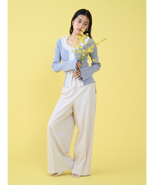 LAGUNAMOON(ラグナムーン)の「リブフリルカーデニットプルオーバー(ニット/セーター・レディース・ライトブルー/ブラウン/ホワイト・FREE)」の9枚目の写真