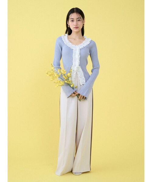 LAGUNAMOON(ラグナムーン)の「リブフリルカーデニットプルオーバー(ニット/セーター・レディース・ライトブルー/ブラウン/ホワイト・FREE)」の10枚目の写真