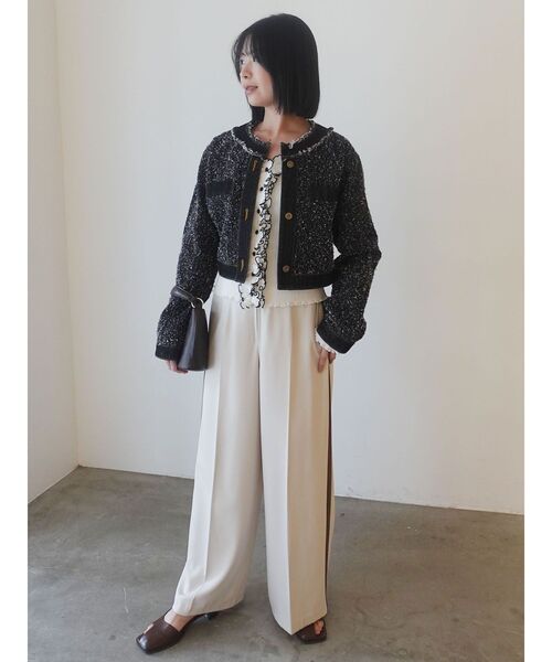 LAGUNAMOON(ラグナムーン)の「リブフリルカーデニットプルオーバー(ニット/セーター・レディース・ライトブルー/ブラウン/ホワイト・FREE)」の20枚目の写真