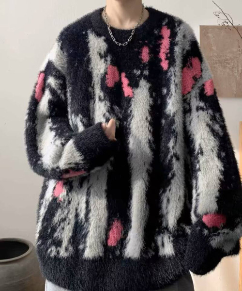 FVLMEN（フルメン）の「【FVLMEN】マーブル ストライプ シャギー ニット プルオーバー（ニット/セーター・メンズ・ブラック/ホワイト・MEDIUM/LARGE/X-LARGE）」の12枚目の写真