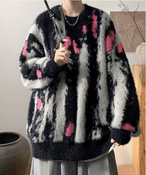 FVLMEN（フルメン）の「【FVLMEN】マーブル ストライプ シャギー ニット プルオーバー（ニット/セーター・メンズ・ブラック/ホワイト・MEDIUM/LARGE/X-LARGE）」の15枚目の写真