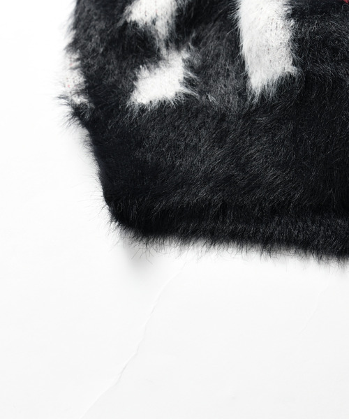 FVLMEN（フルメン）の「【FVLMEN】マーブル ストライプ シャギー ニット プルオーバー（ニット/セーター・メンズ・ブラック/ホワイト・MEDIUM/LARGE/X-LARGE）」の11枚目の写真