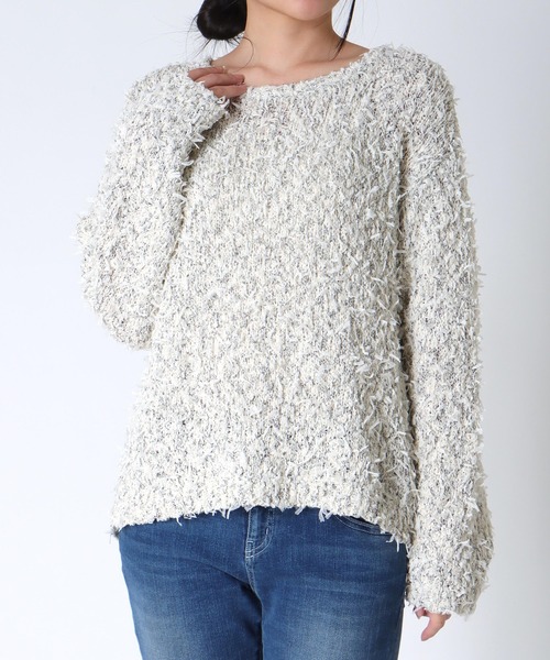 Jines(ジネス)の「リボンチュールニット(ニット/セーター・レディース・ブルー/ブラック・38)」の2枚目の写真