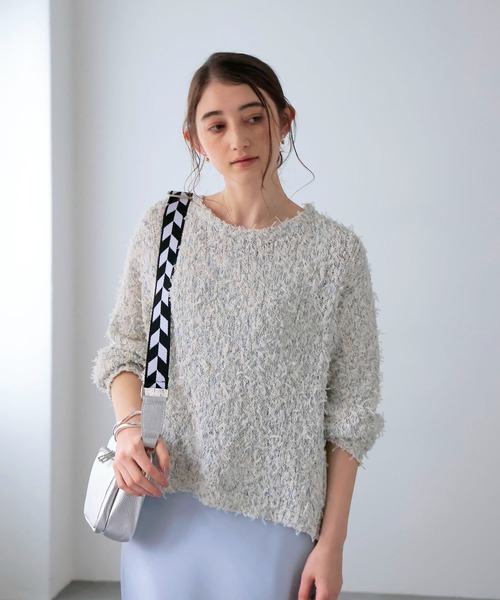 Jines(ジネス)の「リボンチュールニット(ニット/セーター・レディース・ブルー/ブラック・38)」の16枚目の写真