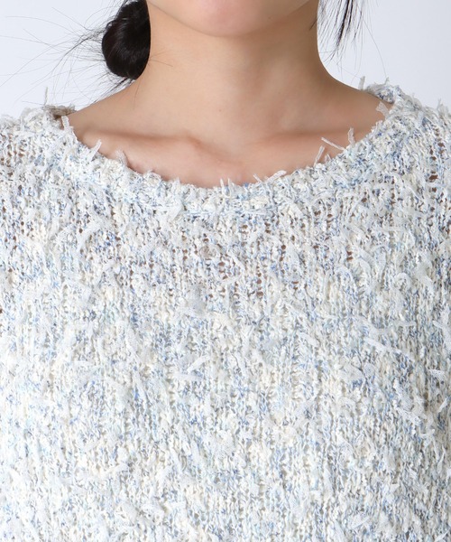 Jines(ジネス)の「リボンチュールニット(ニット/セーター・レディース・ブルー/ブラック・38)」の4枚目の写真