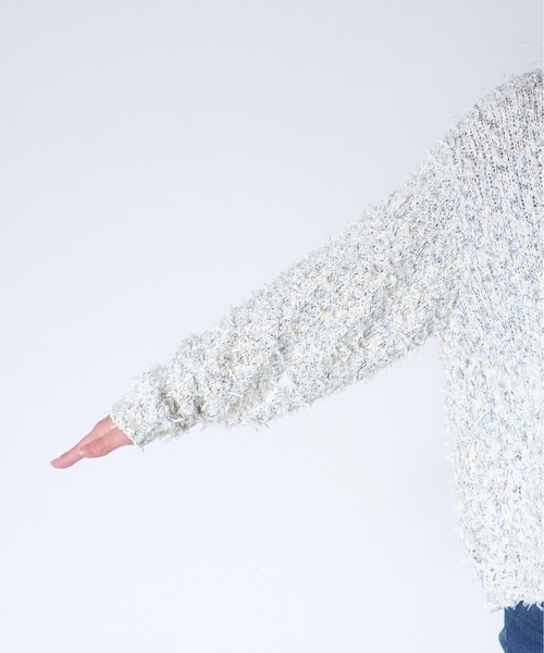 Jines(ジネス)の「リボンチュールニット(ニット/セーター・レディース・ブルー/ブラック・38)」の5枚目の写真