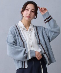 NICOLE CLUB（ニコル　クラブ）の「アシメ配色チルデンカーディガン（カーディガン/ボレロ）」