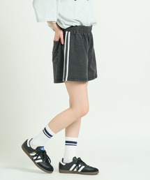 カットデニム サイドライン トラックショートパンツ