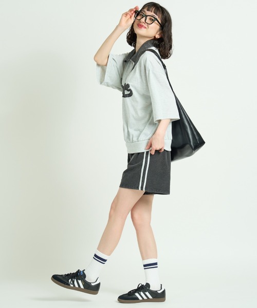 A.D.C.L.(エーディーシーエル)の「カットデニム サイドライン トラックショートパンツ(その他パンツ・レディース・ブラック/サックスブルー・M/L)」の9枚目の写真