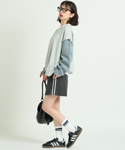 A.D.C.L.(エーディーシーエル)の「カットデニム サイドライン トラックショートパンツ(その他パンツ・レディース・ブラック/サックスブルー・M/L)」の15枚目の写真
