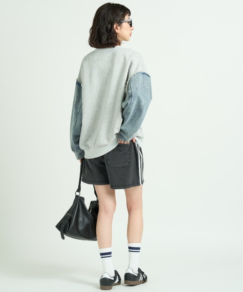 A.D.C.L.(エーディーシーエル)の「カットデニム サイドライン トラックショートパンツ(その他パンツ・レディース・ブラック/サックスブルー・M/L)」の16枚目の写真