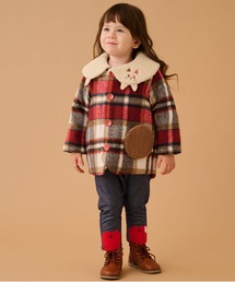 baby cheer（ベイビーチアー）の「ネコ衿チェックコート（ノーカラーコート）」