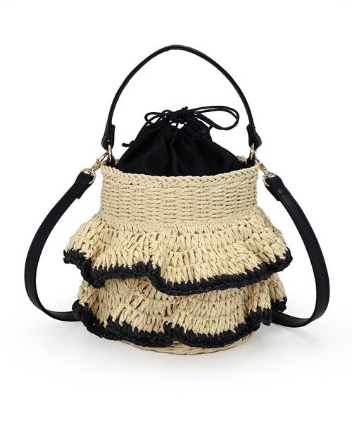 MIAN （ミアン）の「フリル2wayかごバッグ（かごバッグ・レディース・ベージュ/ブラック・FREE）」の10枚目の写真