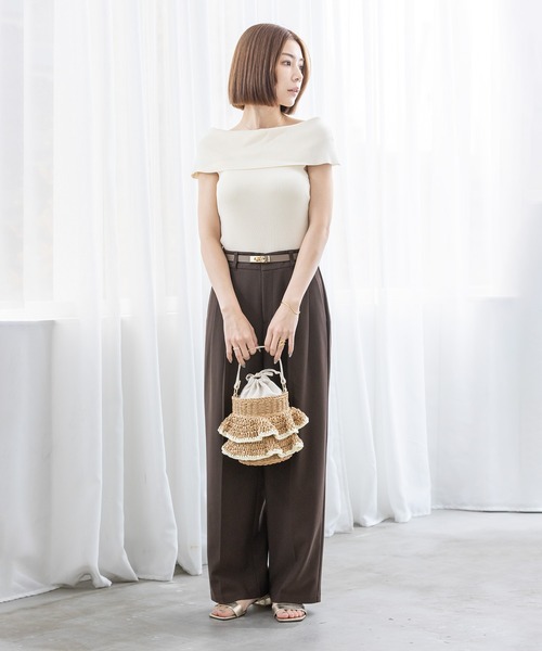 MIAN （ミアン）の「フリル2wayかごバッグ（かごバッグ・レディース・ベージュ/ブラック・FREE）」の9枚目の写真