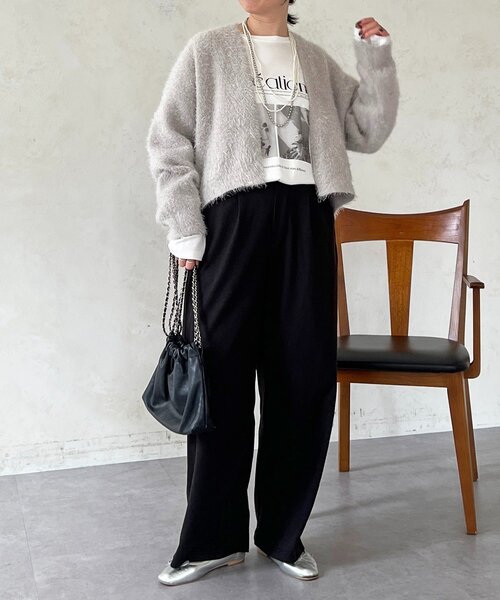 un dix cors（アンディコール）の「シャギーカーデ（カーディガン/ボレロ・レディース・ライトグレー/インディゴブルー・FREE）」の5枚目の写真