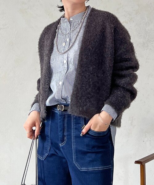 un dix cors（アンディコール）の「シャギーカーデ（カーディガン/ボレロ・レディース・ライトグレー/インディゴブルー・FREE）」の7枚目の写真