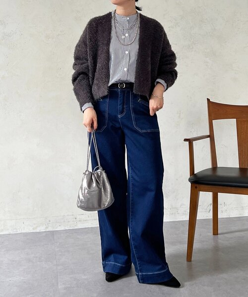 un dix cors（アンディコール）の「シャギーカーデ（カーディガン/ボレロ・レディース・ライトグレー/インディゴブルー・FREE）」の8枚目の写真