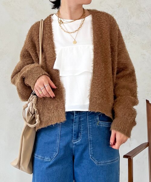 un dix cors（アンディコール）の「シャギーカーデ（カーディガン/ボレロ・レディース・ライトグレー/インディゴブルー・FREE）」の9枚目の写真